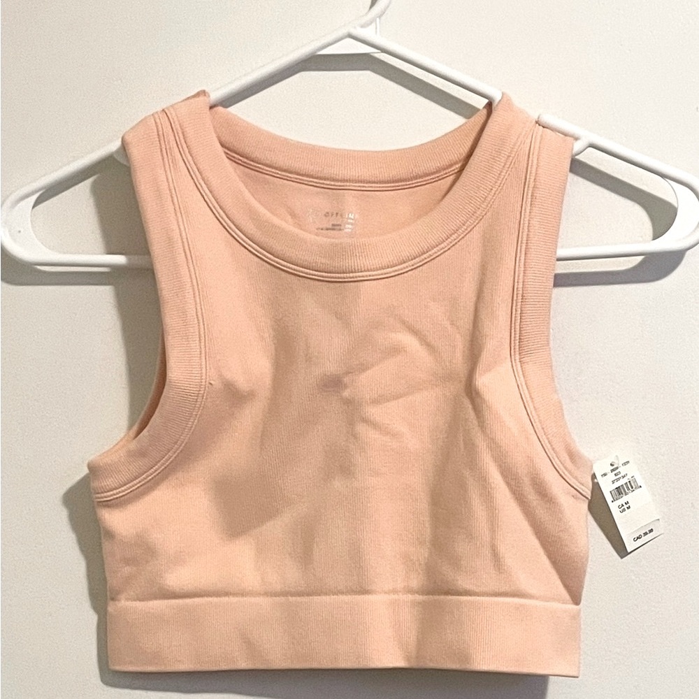 Sz M women American Eagle offline by  aerie high neck sports bra peach